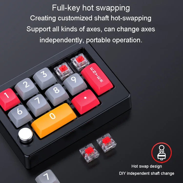 MKESPN Teclado Mecânico com 13 Teclas RGB, Programação Macro Multifuncional com Botão Giratório, Com Fios