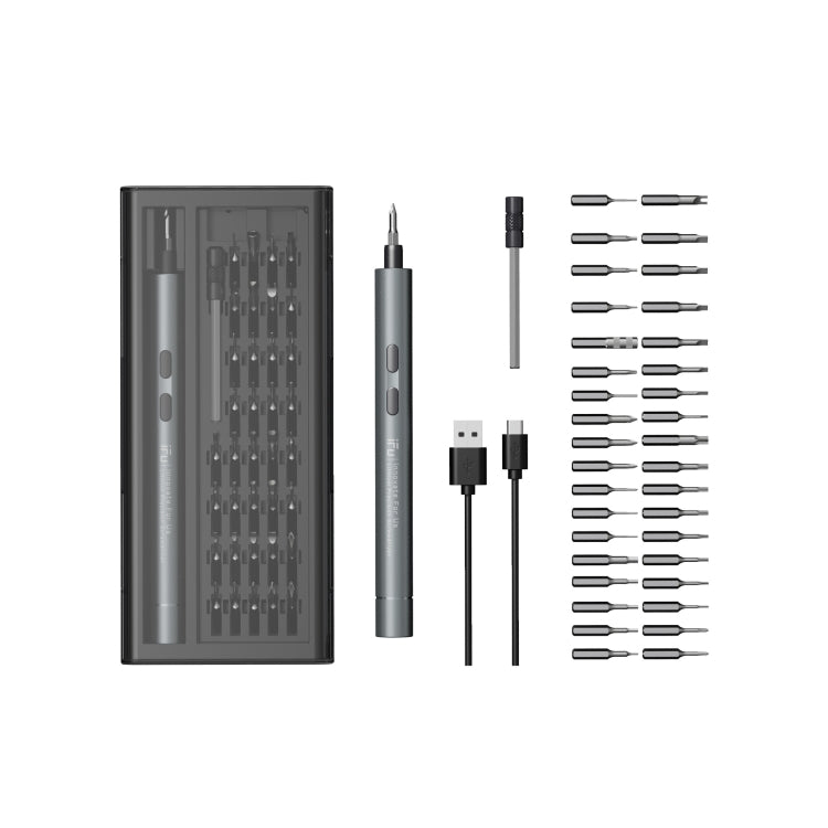 Conjunto de Chave de Fendas Elétrica IFu 42 em 1 com Carregamento Rápido USB e Luz de Trabalho LED