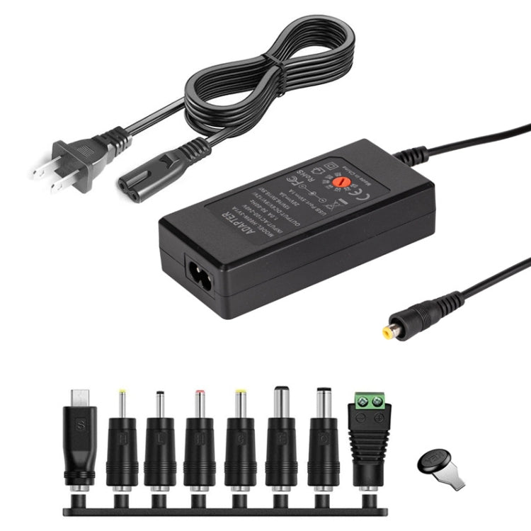Carregador adaptador de energia DC ajustável 65W 6-20V 3A, ficha US, ficha EU, ficha UK pequena, ficha AU, ficha UK grande