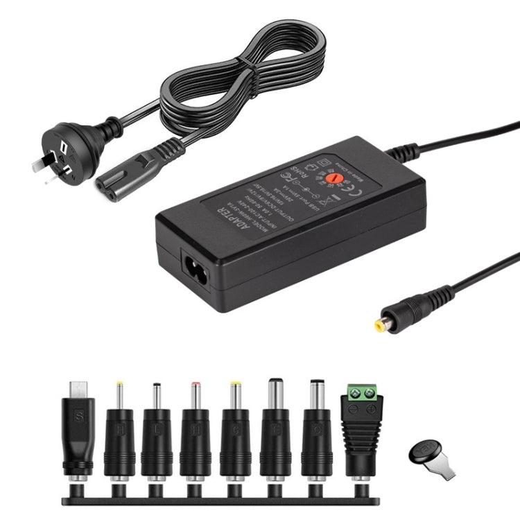 Carregador adaptador de energia DC ajustável 65W 6-20V 3A, ficha US, ficha EU, ficha UK pequena, ficha AU, ficha UK grande