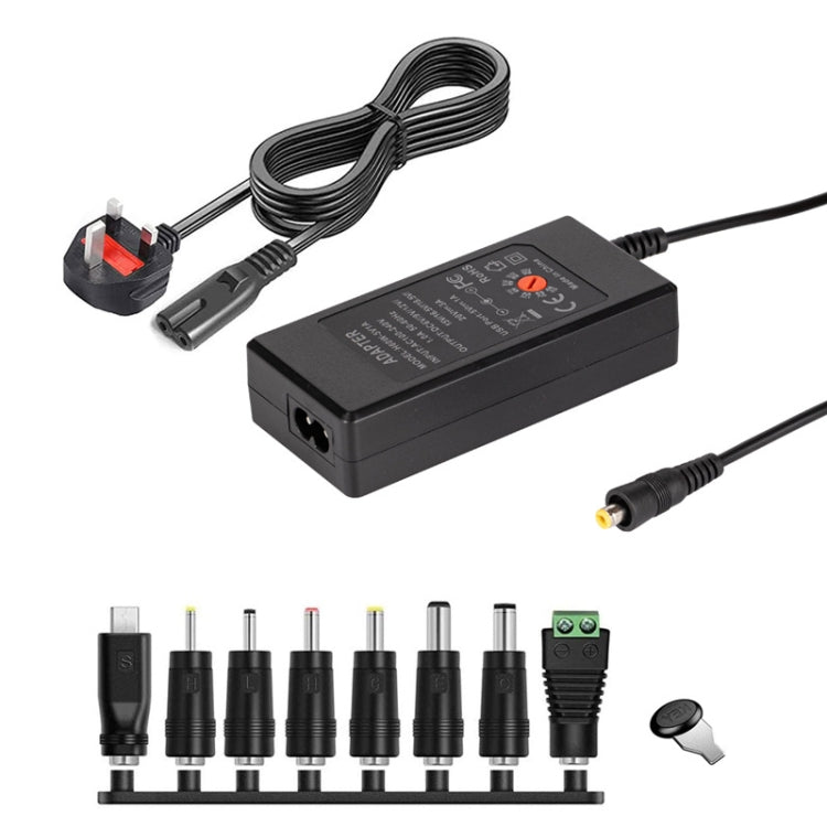 Carregador adaptador de energia DC ajustável 65W 6-20V 3A, ficha US, ficha EU, ficha UK pequena, ficha AU, ficha UK grande