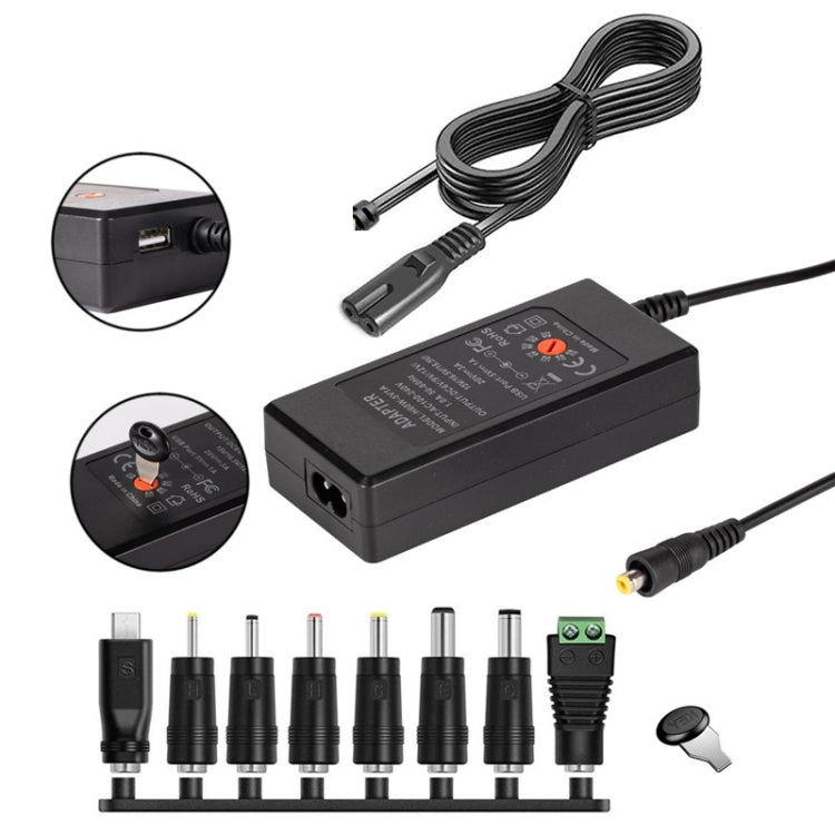Carregador adaptador de energia DC ajustável 65W 6-20V 3A, ficha US, ficha EU, ficha UK pequena, ficha AU, ficha UK grande