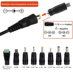 Carregador adaptador de energia DC ajustável 65W 6-20V 3A, ficha US, ficha EU, ficha UK pequena, ficha AU, ficha UK grande