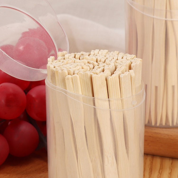 Palito de Fruta de Bambu Descartável com Dois Dentes para Sobremesa Uso Doméstico, 100pcs / Lata, 200pcs / Lata