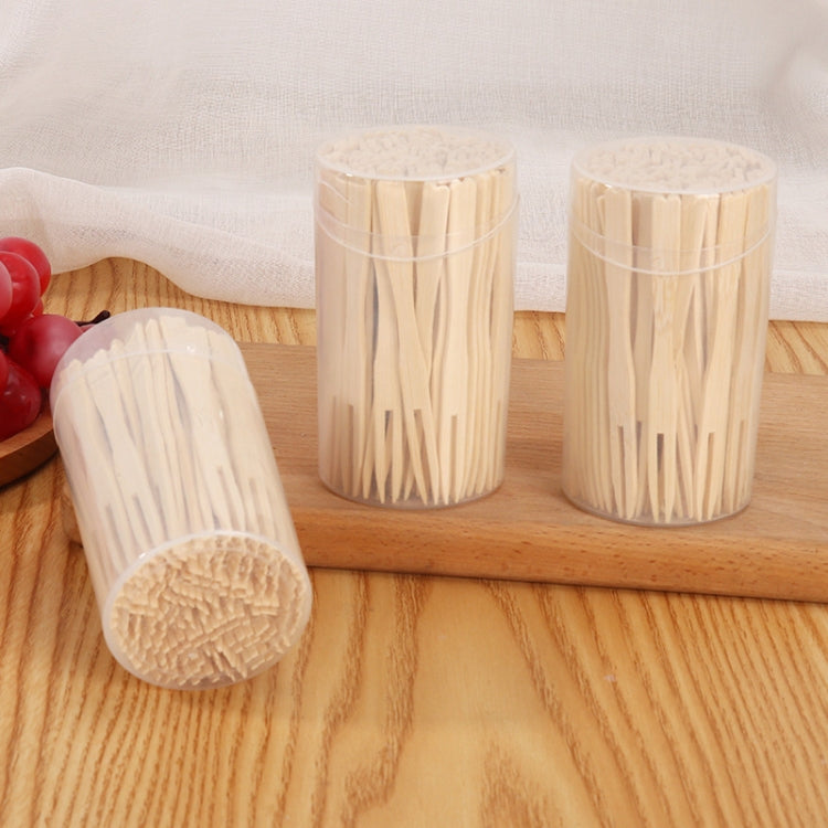 Palito de Fruta de Bambu Descartável com Dois Dentes para Sobremesa Uso Doméstico, 100pcs / Lata, 200pcs / Lata