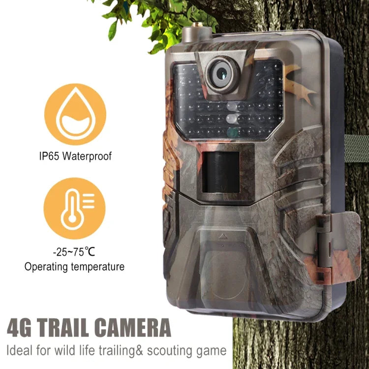Câmara de Caça 36MP 4K 4G com Controlo Remoto por APP para Visualizar Fotos/Vídeos a Qualquer Momento, HC-900Pro