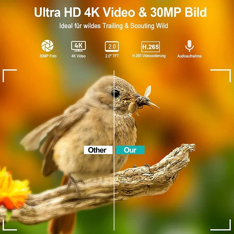 Câmara de Caça 36MP 4K 4G com Controlo Remoto por APP para Visualizar Fotos/Vídeos a Qualquer Momento, HC-900Pro