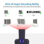 Leitor de Código de Barras Bluetooth HC101D 2D Sem Fios com Clipe para Telefone, 2D Central, 2D Lateral