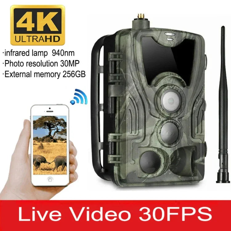 HC-801Pro Câmara de Caça ao Ar Livre 4K 4G com Controlo Remoto por APP para Visualizar Fotos e Vídeos a Qualquer Momento, Plugue UE, Plugue EUA, Plugue AU
