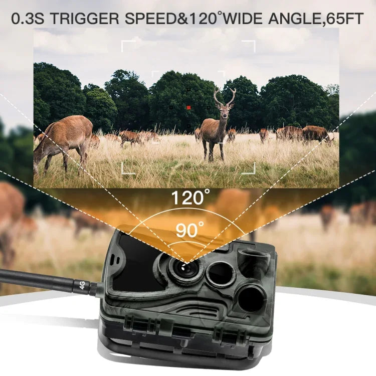 HC-801Pro Câmara de Caça ao Ar Livre 4K 4G com Controlo Remoto por APP para Visualizar Fotos e Vídeos a Qualquer Momento, Plugue UE, Plugue EUA, Plugue AU