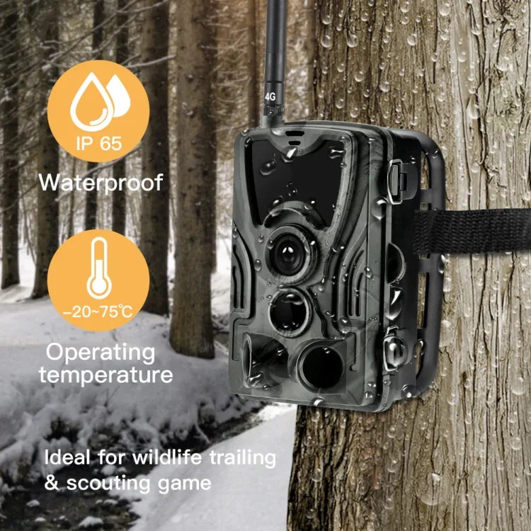 HC-801Pro Câmara de Caça ao Ar Livre 4K 4G com Controlo Remoto por APP para Visualizar Fotos e Vídeos a Qualquer Momento, Plugue UE, Plugue EUA, Plugue AU
