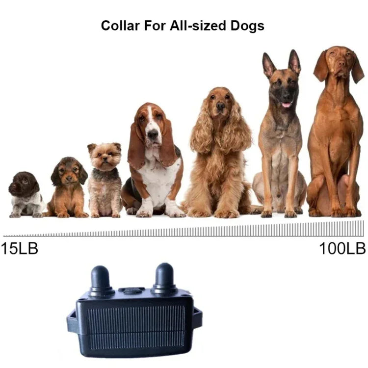 Treinador de Cães com Controlo Remoto de 800m, Colar Elétrico com Choque e Vibração para Parar Latidos