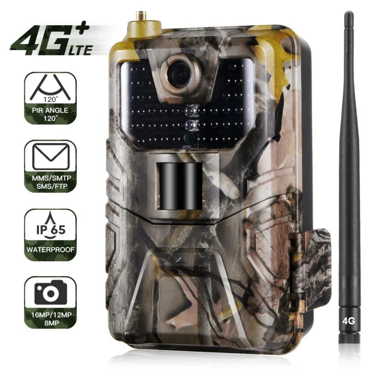 Câmara de Caça para Vida Selvagem 20MP 2K com Armadilhas Fotográficas, Visão Noturna, 4G SMS MMS SMTP, Câmara de Vigilância Celular, HC-900LTE