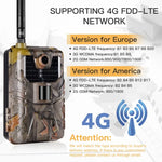 Câmara de Caça para Vida Selvagem 20MP 2K com Armadilhas Fotográficas, Visão Noturna, 4G SMS MMS SMTP, Câmara de Vigilância Celular, HC-900LTE