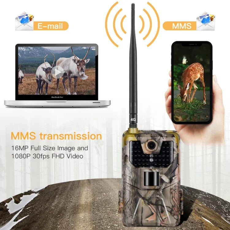 Câmara de Caça para Vida Selvagem 20MP 2K com Armadilhas Fotográficas, Visão Noturna, 4G SMS MMS SMTP, Câmara de Vigilância Celular, HC-900LTE
