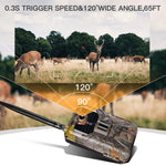 Câmara de Caça para Vida Selvagem 20MP 2K com Armadilhas Fotográficas, Visão Noturna, 4G SMS MMS SMTP, Câmara de Vigilância Celular, HC-900LTE