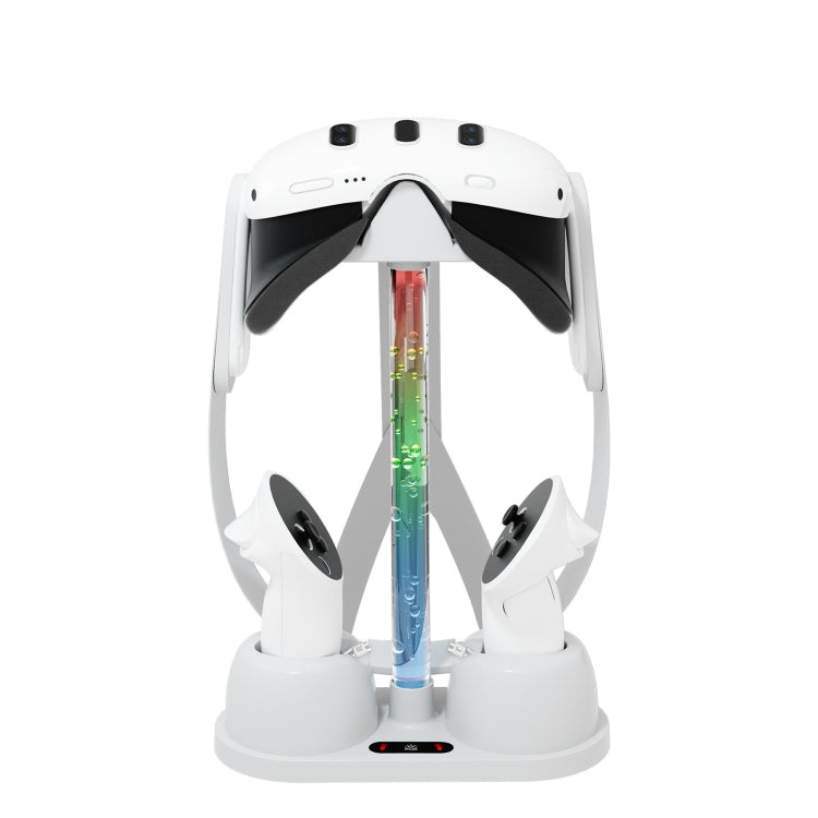 Para Meta Quest 3 VR Suporte de Armazenamento Base de Carregamento para Óculos com Luz RGB Fria, Base de Carregamento