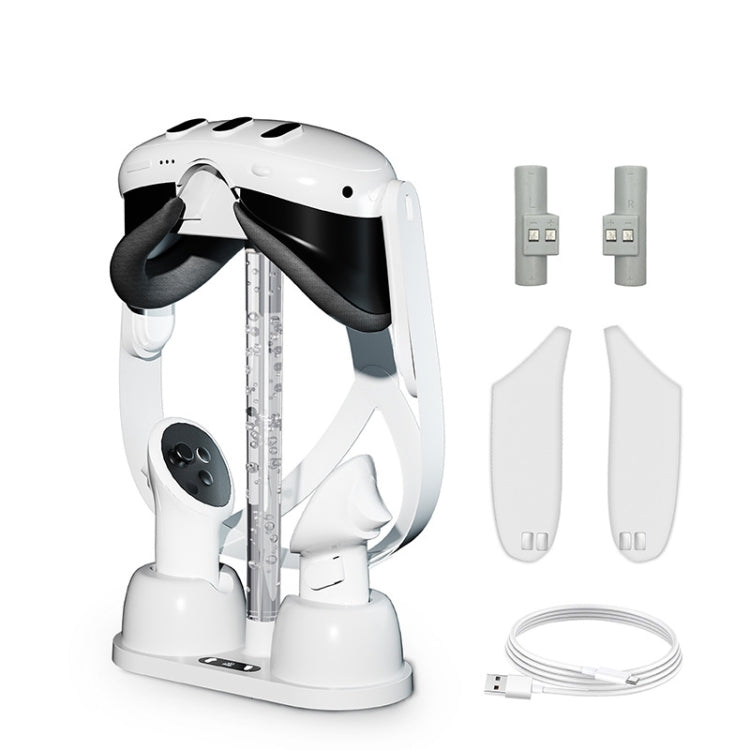Para Meta Quest 3 VR Suporte de Armazenamento Base de Carregamento para Óculos com Luz RGB Fria, Base de Carregamento