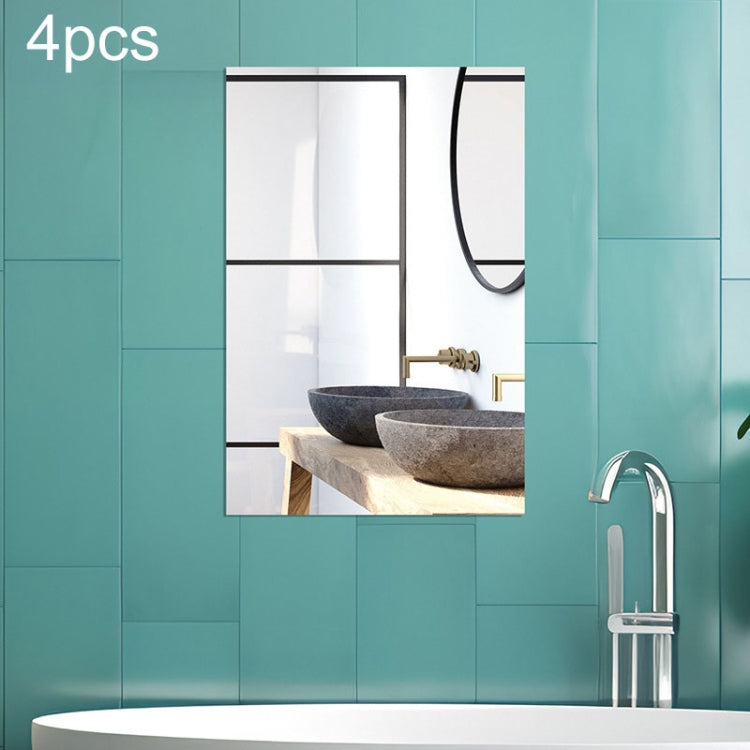 4pcs Right Angle Models Rectangle Acrylic Mirror Stereo Wall Stickers, 15cm x 10cm, 20cm x 13cm, 30cm x  20cm, 42cm x 27cm