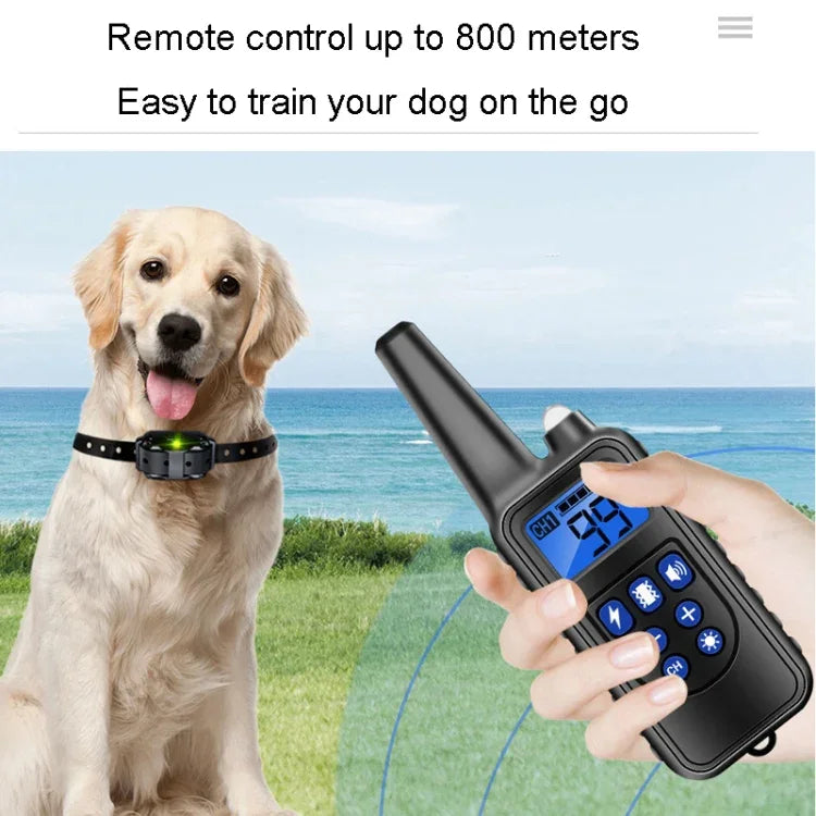 Treinador de Cães com Controlo Remoto de 800m, Colar Inteligente Anti-Distúrbios com Vibração para Parar Latidos, Com 1 Colar, Com 2 Colares, Com 3 Colares