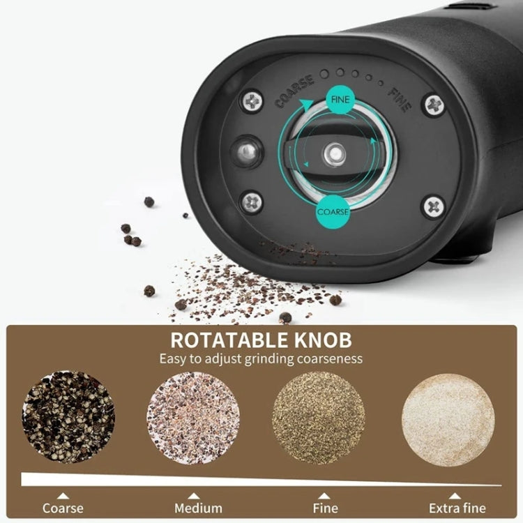 Moedor Elétrico de Sal e Pimenta com Indução por Gravidade, Ajustável em Granulosidade com Luz LED