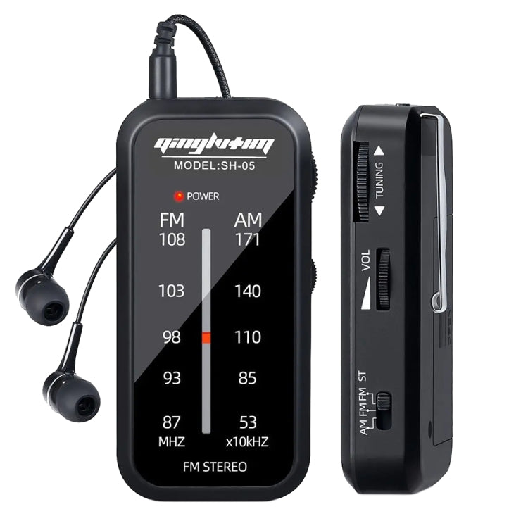 Rádio FM/AM de Dois Bandas SH-05 Mini com Clipe e Pino Especial para Teste Auditivo, SH-05
