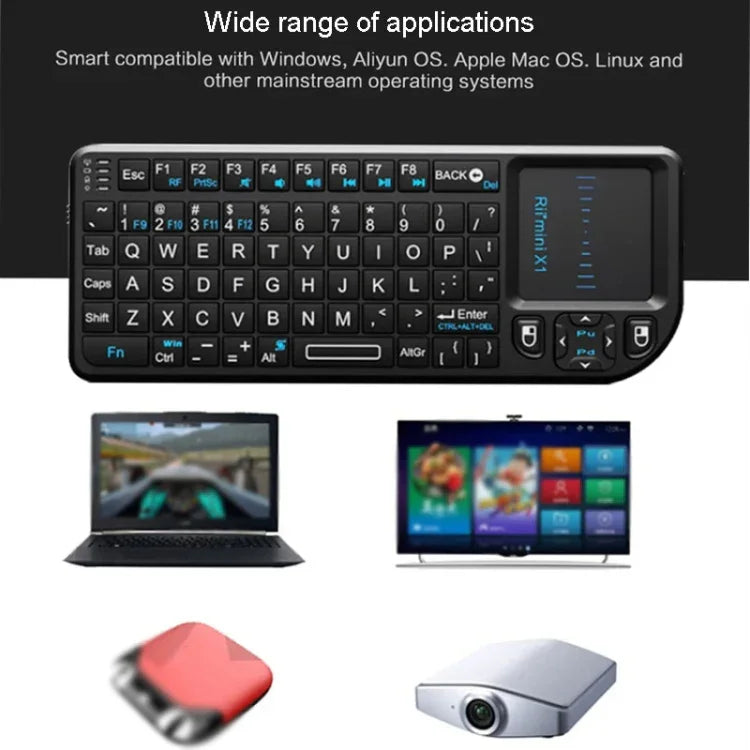 Rii X1 Kit Tudo-em-Um Mini Teclado Clássico Sem Fios 2.4G, Teclado e Rato