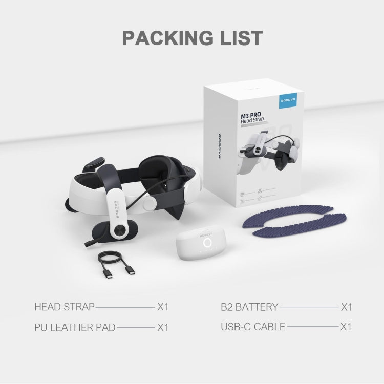 Para Meta Quest 3S / 3 Correia de Cabeça BOBOVR M3 PRO com Bateria, Correia de Cabeça M3 PRO