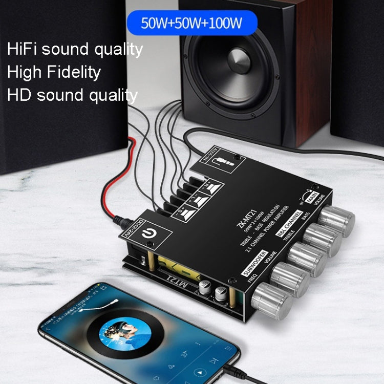 Módulo Amplificador Digital Bluetooth ZK-MT21 50W x 2 + 100W 2.1 Canais, ZK-MT21