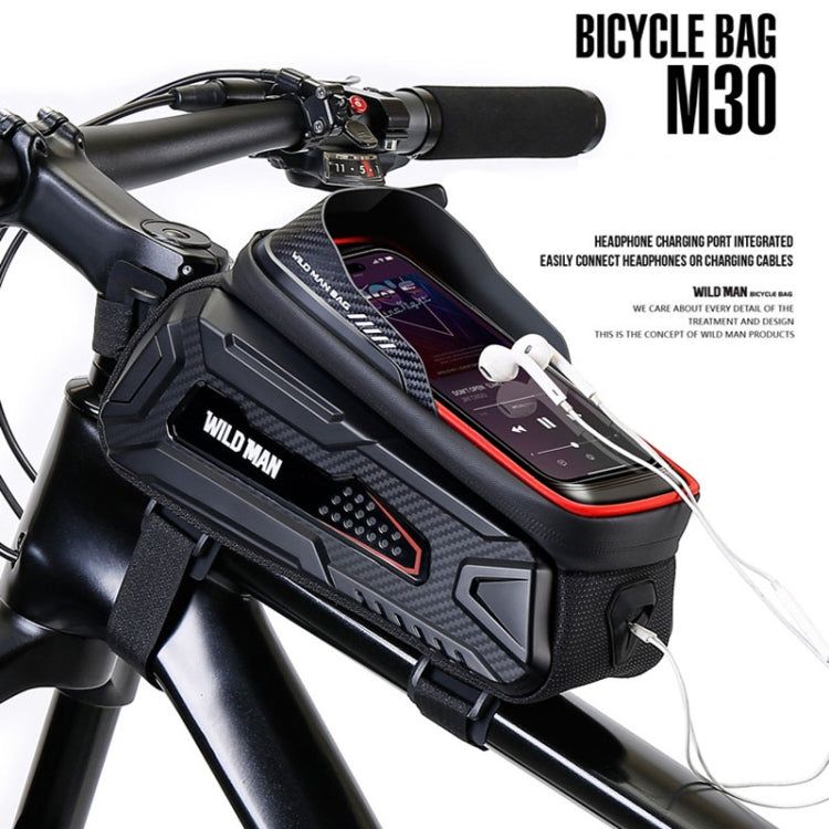 Bolsa de Quadro Frontal para Bicicleta de Montanha WILD MAN M30 1L com Carcaça Rígida, Ecrã Tátil TPU, M30 (Preto), M30 (Preto Vermelho)