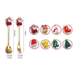 4pcs /Pack Talheres de Aço Inoxidável com Bonecos de Natal, 1 Colher, 1 Garfo, 1 Colher Pequena