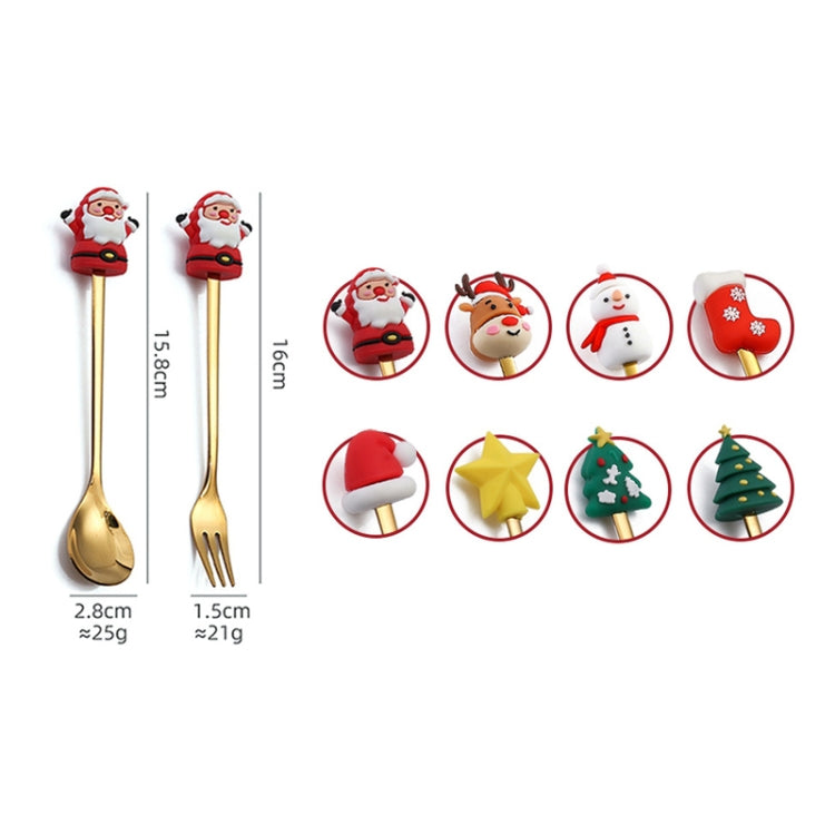 4pcs /Pack Talheres de Aço Inoxidável com Bonecos de Natal, 1 Colher, 1 Garfo, 1 Colher Pequena