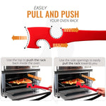 Ferramenta de Empurrar e Puxar para Grelha de Forno de Silicone para Cozinha, para Fritadeira de Ar, com Cabo Longo, Pequena 20 x 2,8cm, Grande 28 x 3,8cm