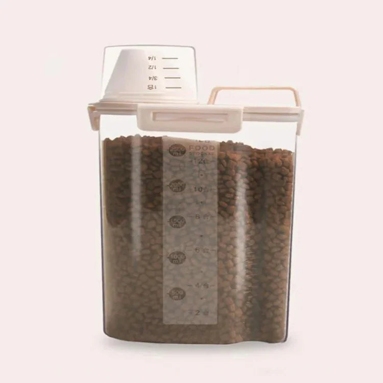 Recipiente para Armazenamento de Comida para Animais de Estimação Balde com 4 Fechos Herméticos para Ração de Cão à Prova de Humidade, 1,5L, 2,5L