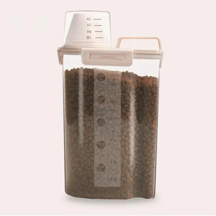Recipiente para Armazenamento de Comida para Animais de Estimação Balde com 4 Fechos Herméticos para Ração de Cão à Prova de Humidade, 1,5L, 2,5L