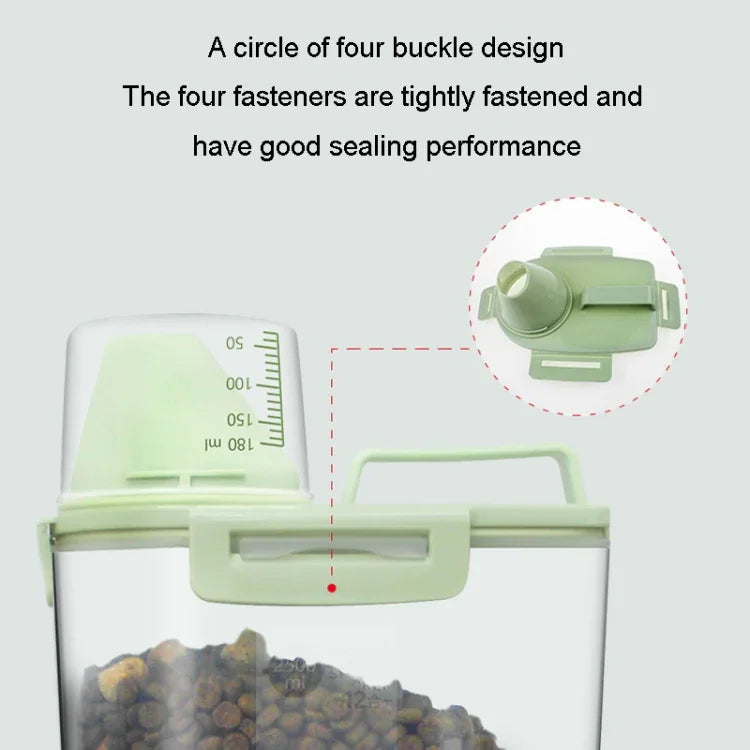 Recipiente para Armazenamento de Comida para Animais de Estimação Balde com 4 Fechos Herméticos para Ração de Cão à Prova de Humidade, 1,5L, 2,5L