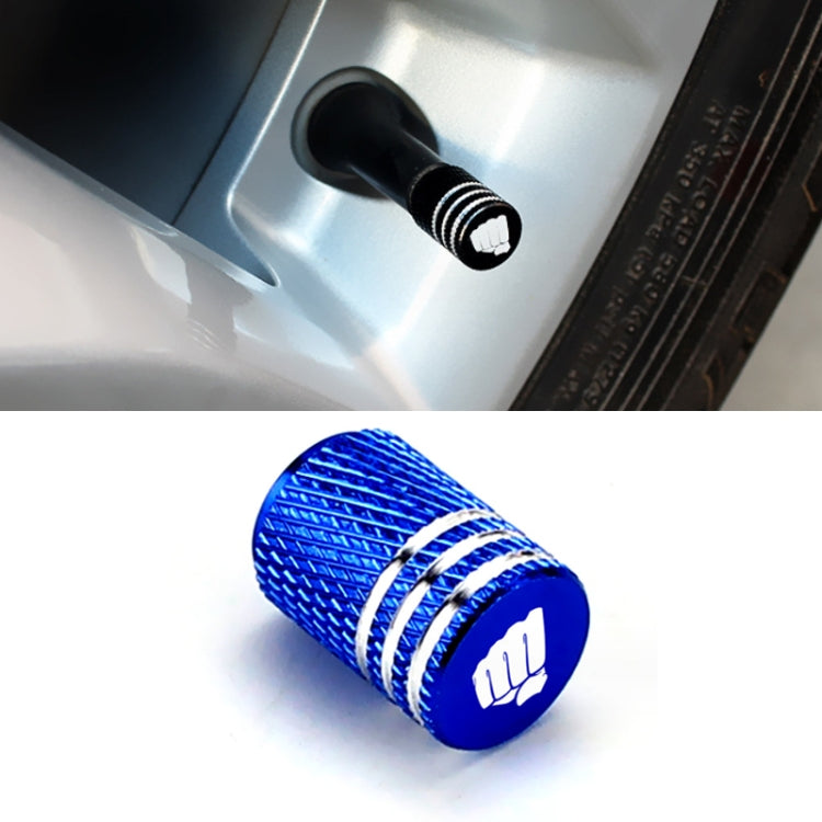 Laser Power Gesture Motivational Fist Car Tire Valve Cap, Blue, Red, Black, Gray