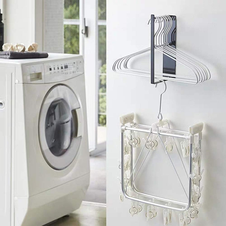 Prateleira de Armazenamento para Cabides de Roupa de Metal Montada na Parede, Estante Multifuncional para Roupeiro