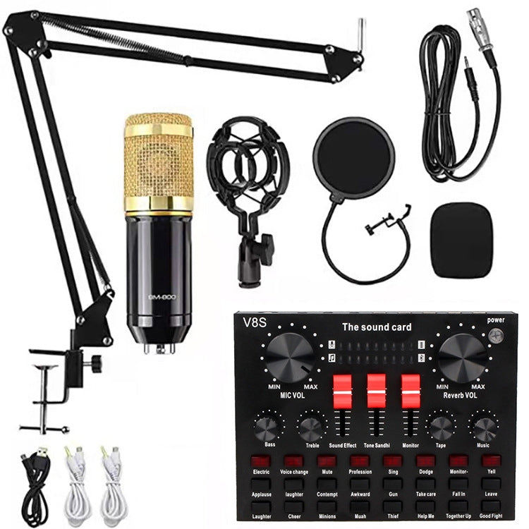 Microfone de Estúdio Condensador para Canto, Conjunto BM800+V8S Placa de Som, Conjunto BM800+V8 Placa de Som