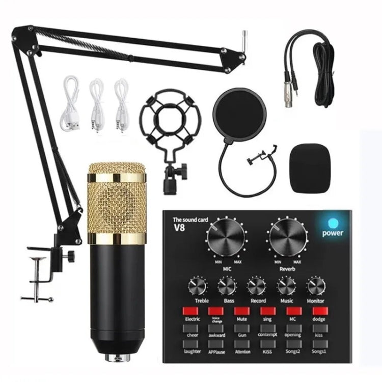 Microfone de Estúdio Condensador para Canto, Conjunto BM800+V8S Placa de Som, Conjunto BM800+V8 Placa de Som