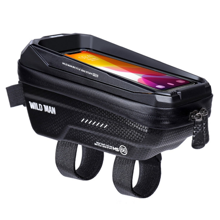 Bolsa de Quadro Frontal para Bicicleta WILD MAN MS66 1,2L com Carcaça Rígida EVA, Bolsa para Telemóvel com Ecrã Tátil, MS66