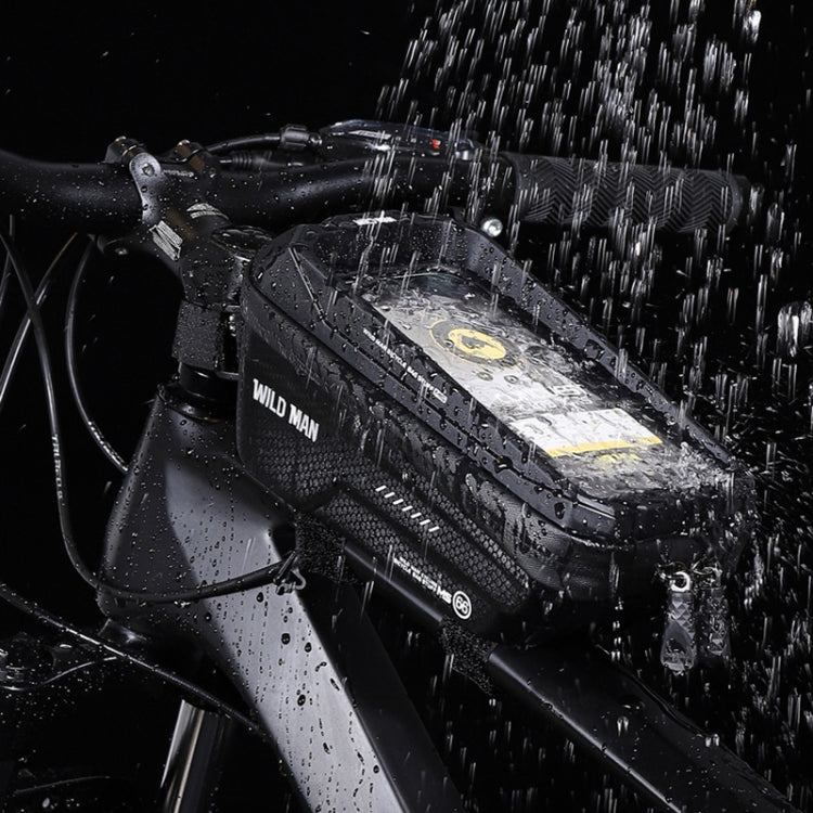 Bolsa de Quadro Frontal para Bicicleta WILD MAN MS66 1,2L com Carcaça Rígida EVA, Bolsa para Telemóvel com Ecrã Tátil, MS66