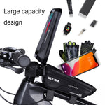Bolsa de Quadro Frontal para Bicicleta WILD MAN MS66 1,2L com Carcaça Rígida EVA, Bolsa para Telemóvel com Ecrã Tátil, MS66