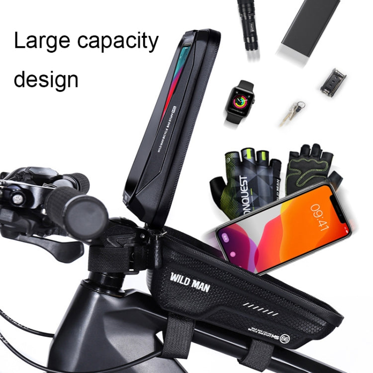 Bolsa de Quadro Frontal para Bicicleta WILD MAN MS66 1,2L com Carcaça Rígida EVA, Bolsa para Telemóvel com Ecrã Tátil, MS66