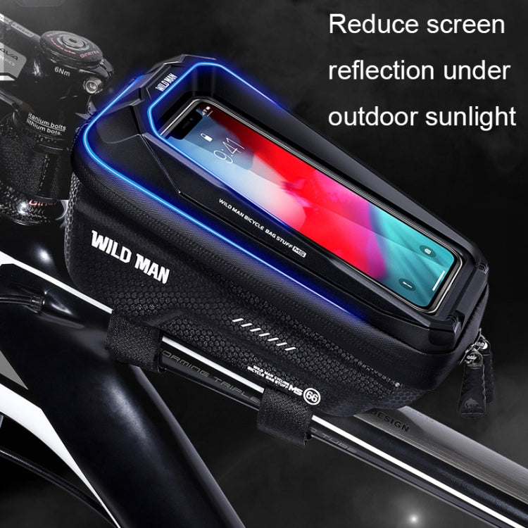 Bolsa de Quadro Frontal para Bicicleta WILD MAN MS66 1,2L com Carcaça Rígida EVA, Bolsa para Telemóvel com Ecrã Tátil, MS66