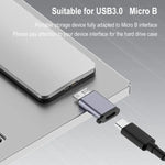 Adaptador macho Micro B Conversor de interface para caixa HDD USB Link, transferência USB fêmea, transferência Type-C fêmea, transferência USB macho, transferência Type-C macho