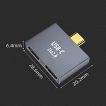 Estação de ancoragem Type-C Porta de carregamento e dados Adaptador de energia, 2 x Type-C fêmea para 2 x Type-C macho, 2 x Type-C fêmea para Type-C macho