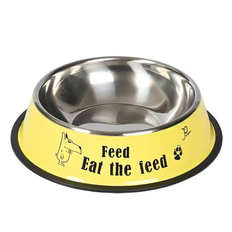 Tigela Antivazamento em Aço Inoxidável para Animais Bacia para Comida de Gato e Cão, M 15cm, L 18cm, XL 22cm, XXL 26cm