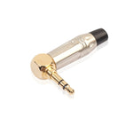 Plugue de soldadura em fio para auscultadores estéreo de 3.5mm em forma de L a 90 graus em liga de zinco, liga de zinco