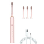 Escovas Dentais Elétricas Recarregáveis com Cerdas Ultrassónicas Suaves, Flosser com 6 Níveis e 4 Escovas